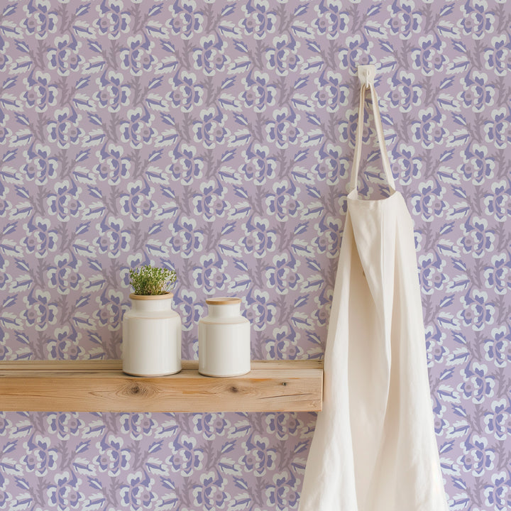 Thorn & Blossom - Lilac Amethyst Floral Wallpaper