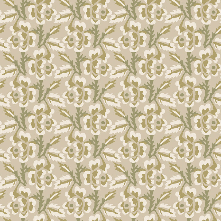 Thorn & Blossom - Pale Eucalyptus Floral Wallpaper