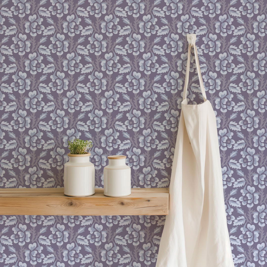 Thorn & Blossom - Violet Indigo Floral Wallpaper