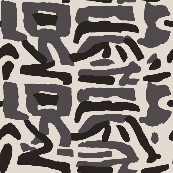 Tribal Traditions - Neutral Black Wallpaper by Blessed Little Bungalow