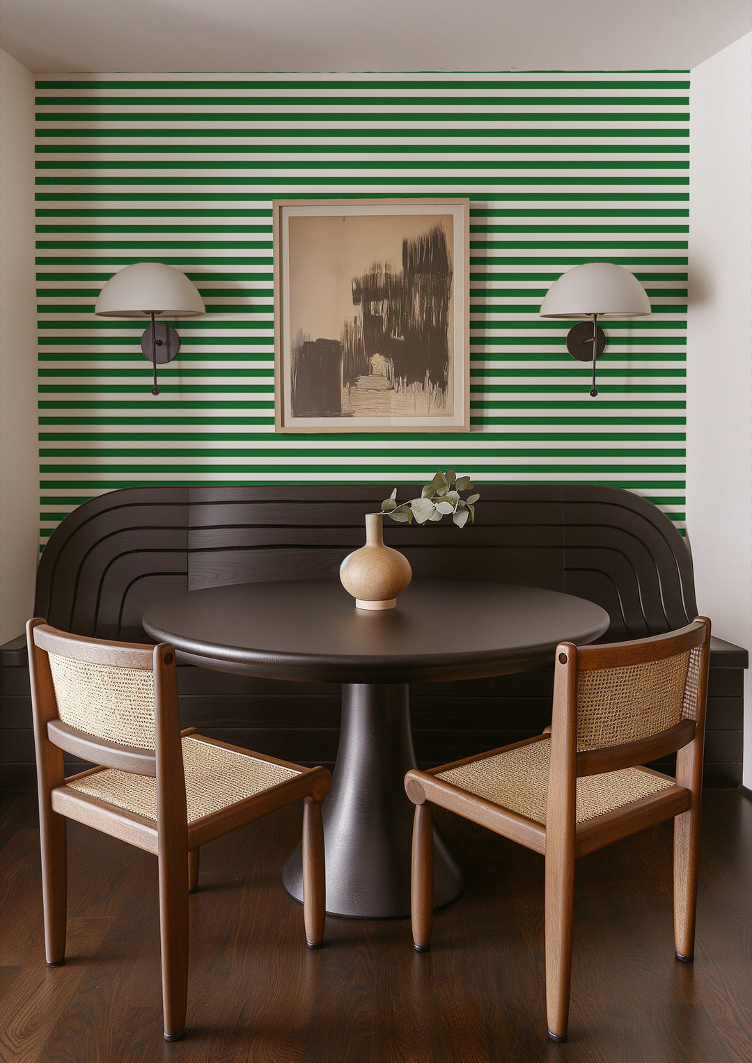 Versa Stripe - Signature Green Geometric Wallpaper by Mrs. Paranjape