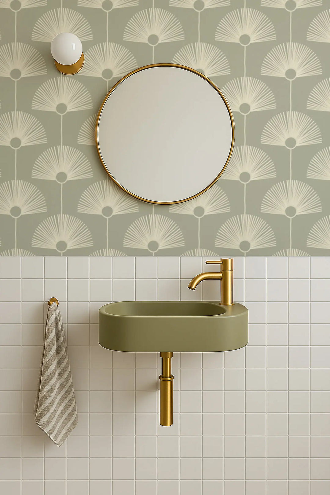 Deco Fan - Pale Green Wallpaper by Bohemian Bungalow