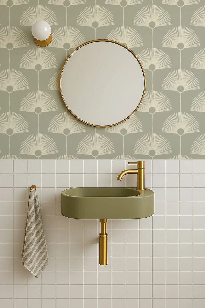 Deco Fan - Pale Green Wallpaper by Bohemian Bungalow