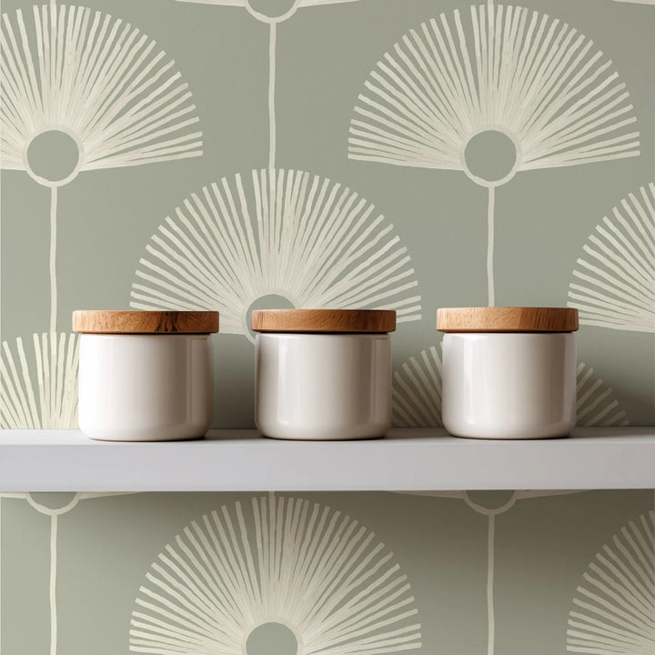 Deco Fan - Pale Green Wallpaper by Bohemian Bungalow