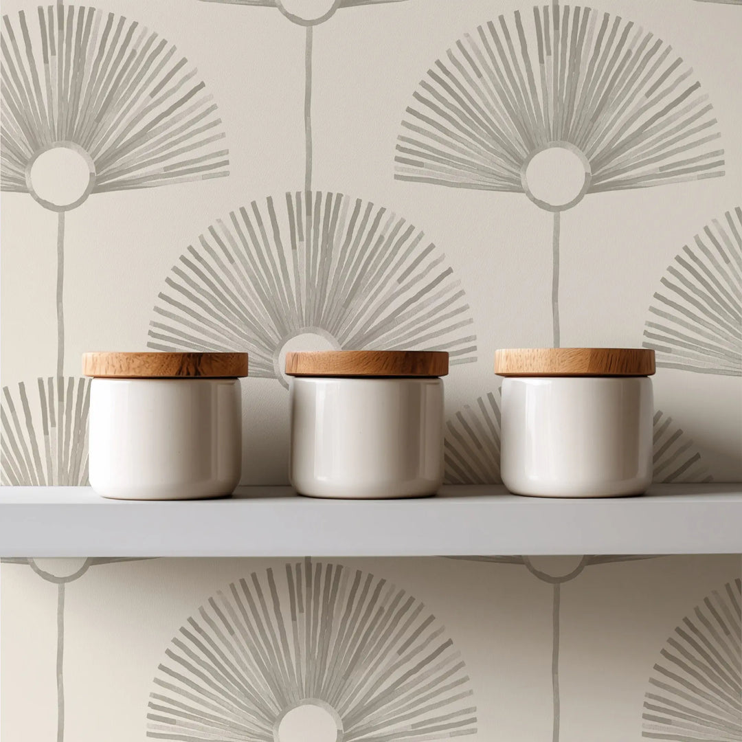 Deco Fan - Parchment Wallpaper by Bohemian Bungalow