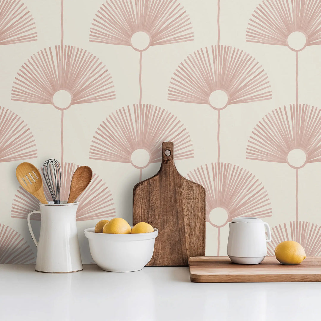 Deco Fan - Pink Rose Wallpaper by Bohemian Bungalow