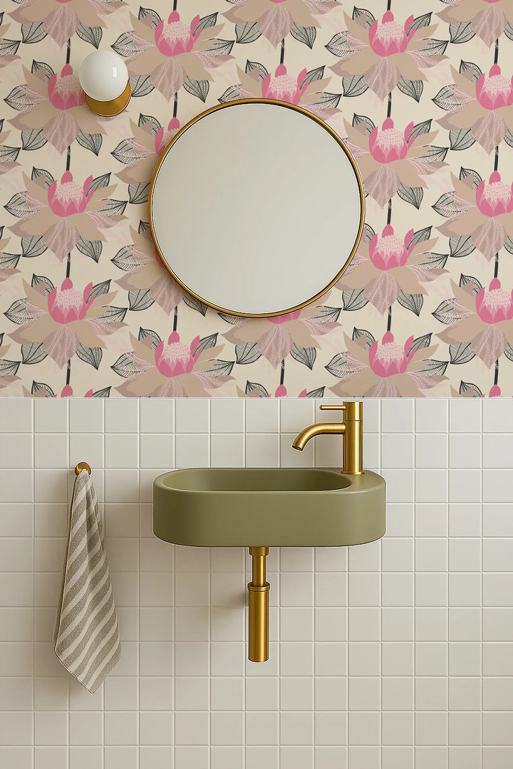 Modern Bloom - Classic Pink Wallpaper by Bohemian Bungalow
