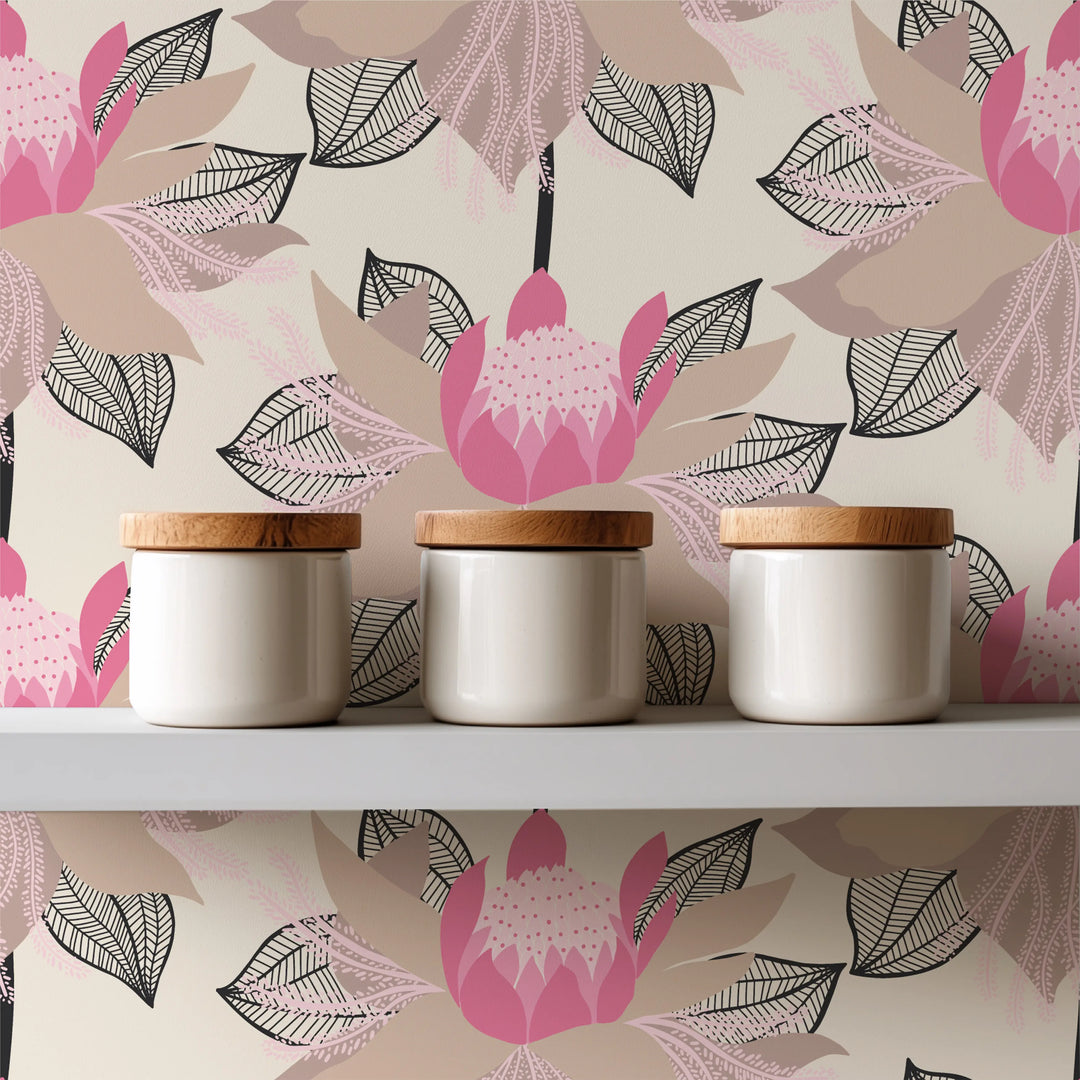 Modern Bloom - Classic Pink Wallpaper by Bohemian Bungalow