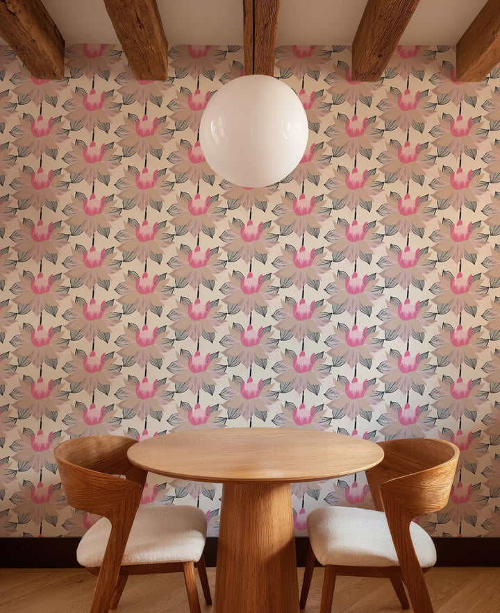 Modern Bloom - Classic Pink Wallpaper by Bohemian Bungalow