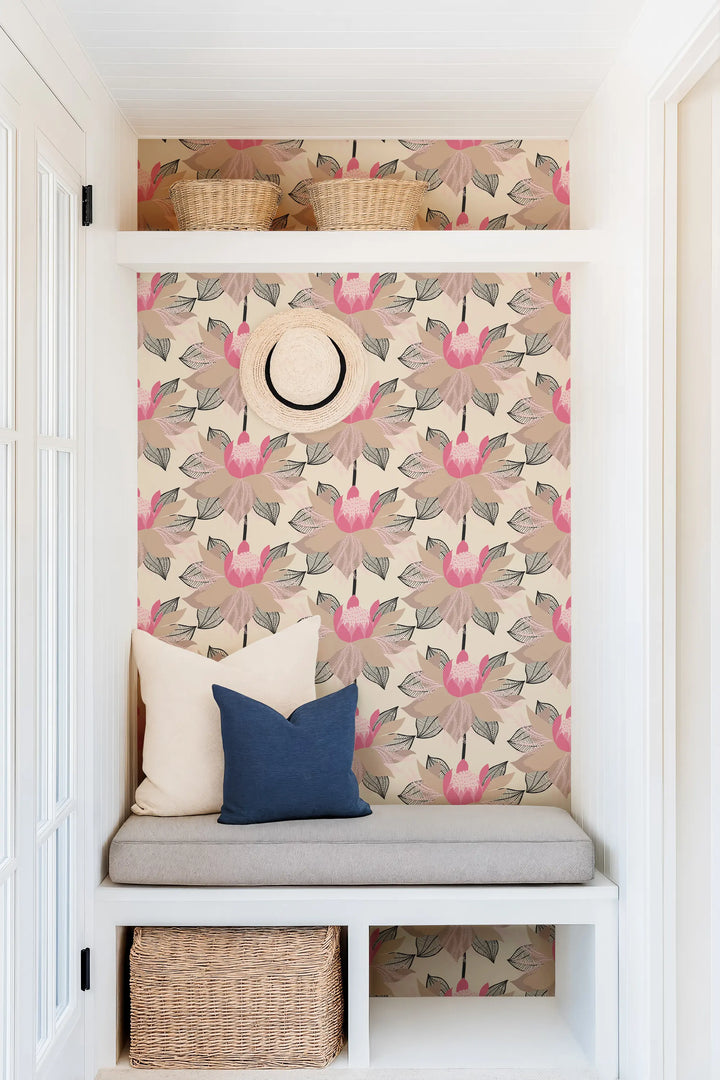 Modern Bloom - Classic Pink Wallpaper by Bohemian Bungalow