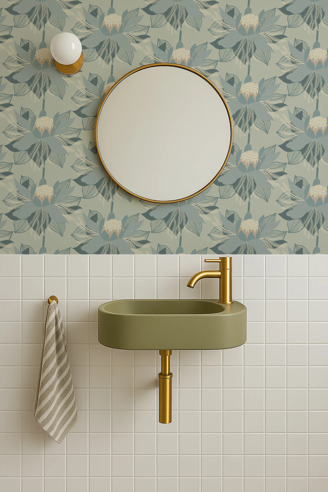 Modern Bloom - Faded Blue Wallpaper by Bohemian Bungalow