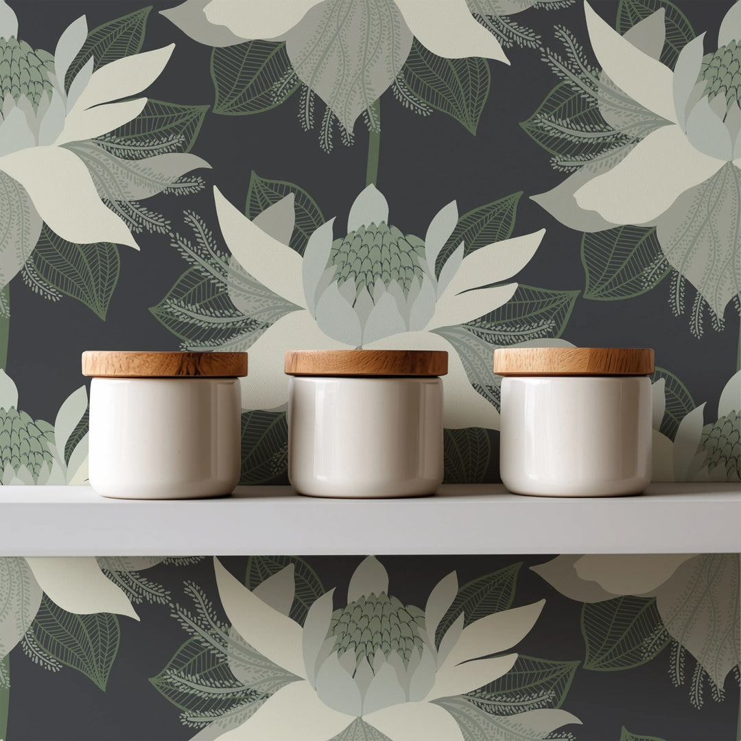 Modern Bloom - Garden Noir Wallpaper by Bohemian Bungalow