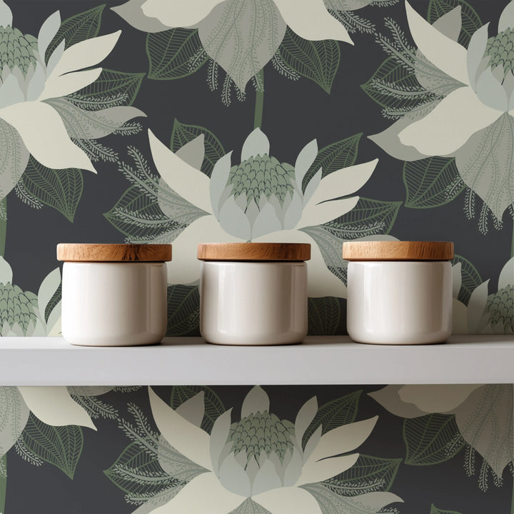 Modern Bloom - Garden Noir Wallpaper by Bohemian Bungalow