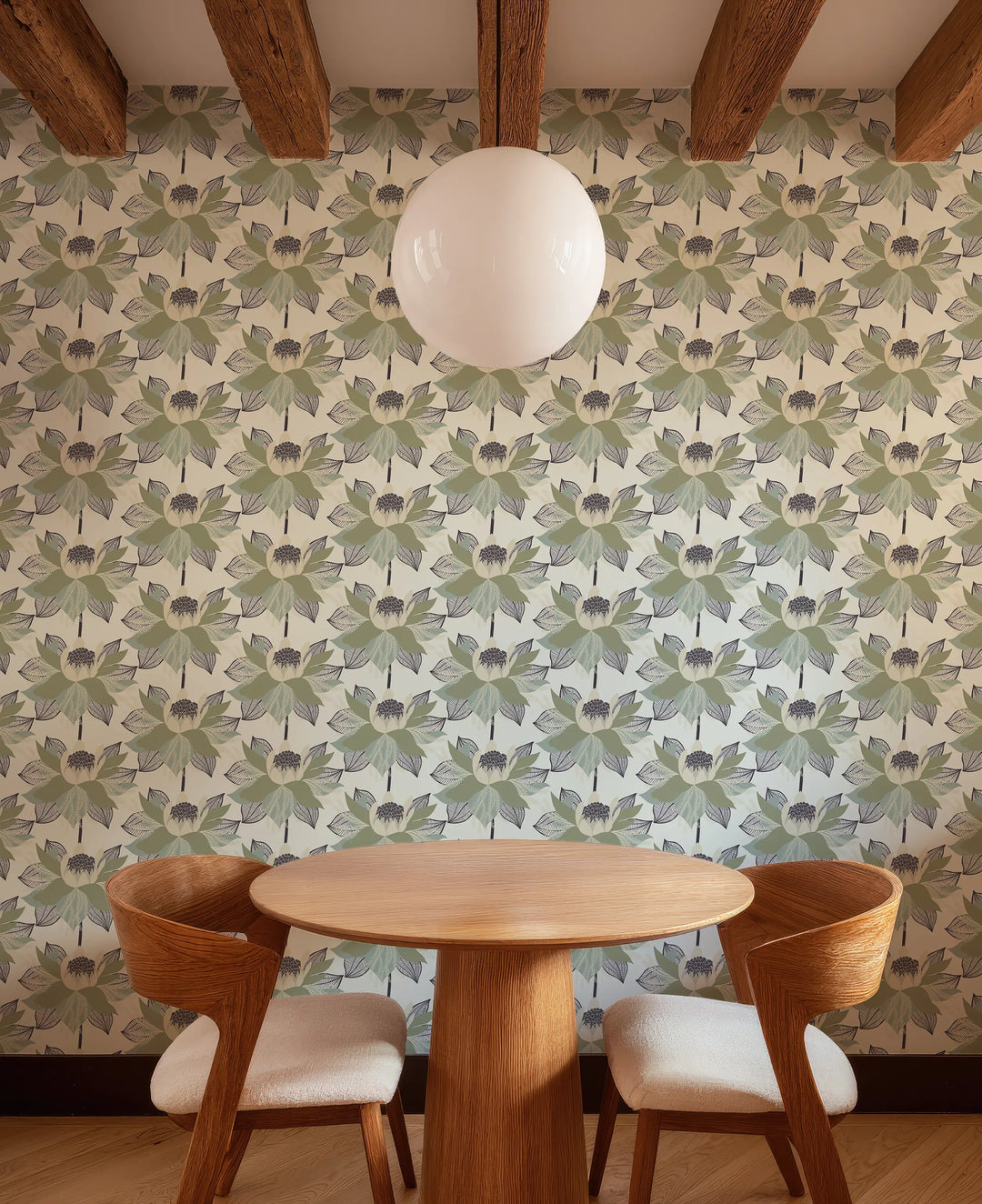 Modern Bloom - Parchment Sage Wallpaper by Bohemian Bungalow