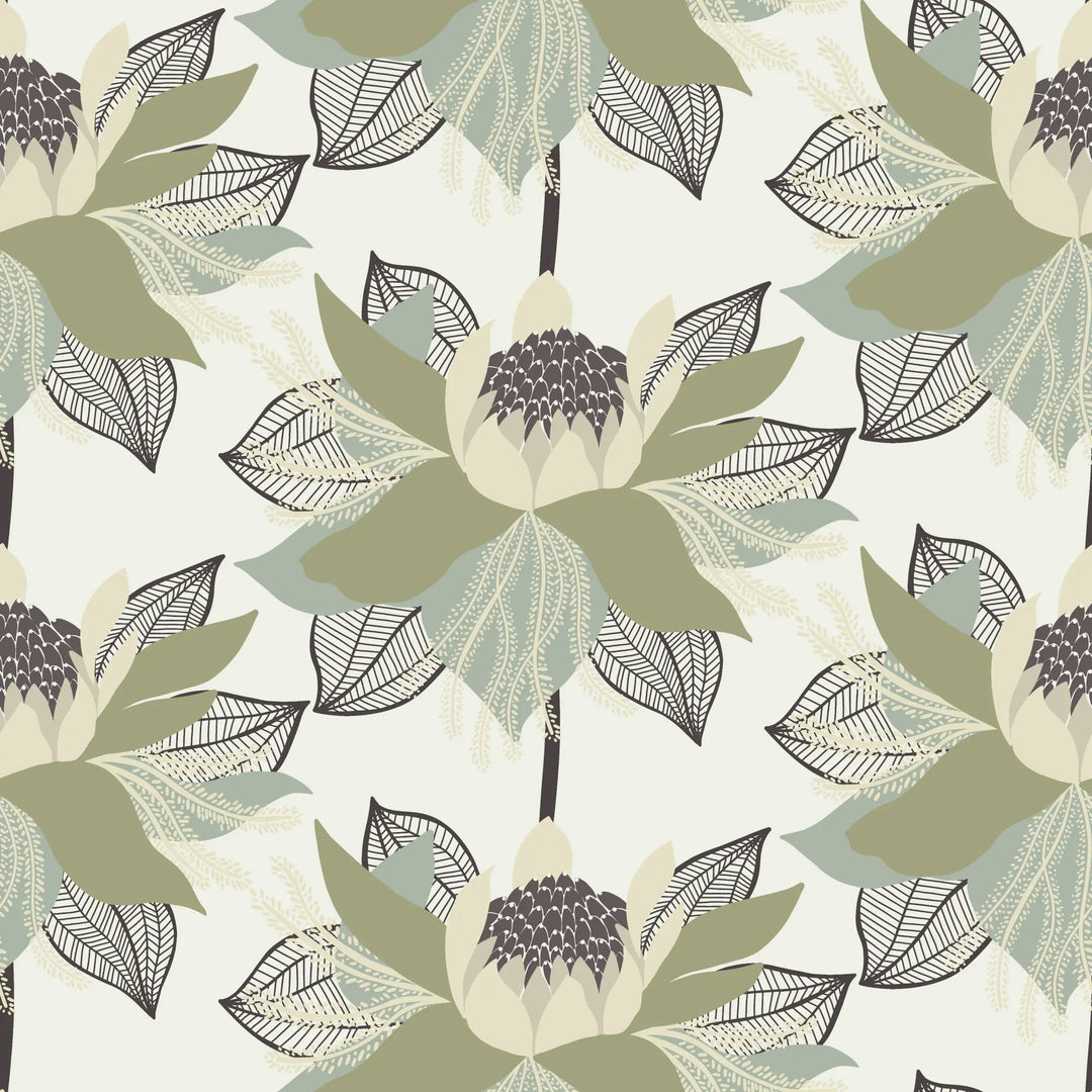 Modern Bloom - Parchment Sage Wallpaper by Bohemian Bungalow