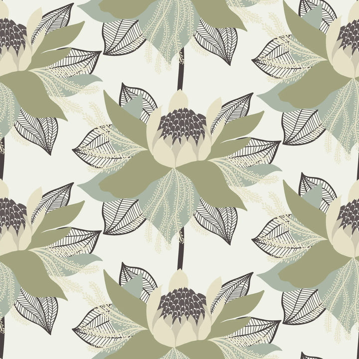 Modern Bloom - Parchment Sage Wallpaper by Bohemian Bungalow