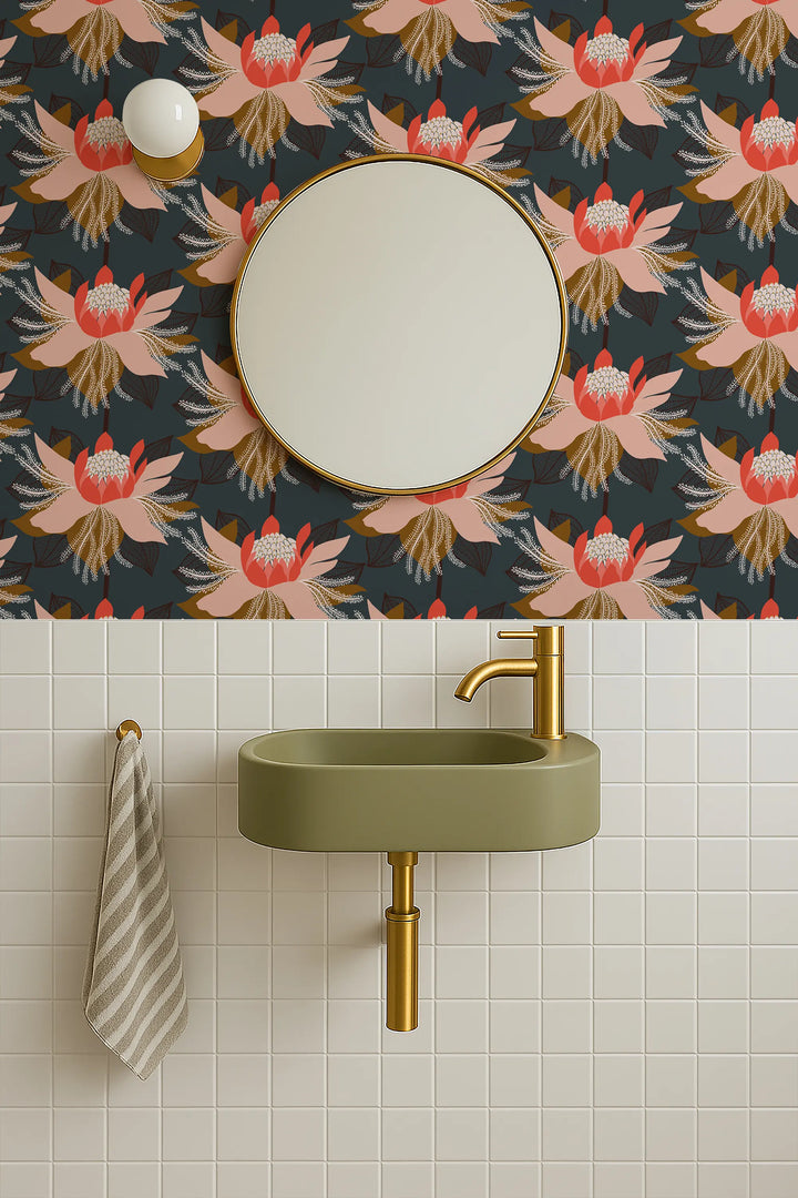 Modern Bloom - Poppy Red Wallpaper by Bohemian Bungalow