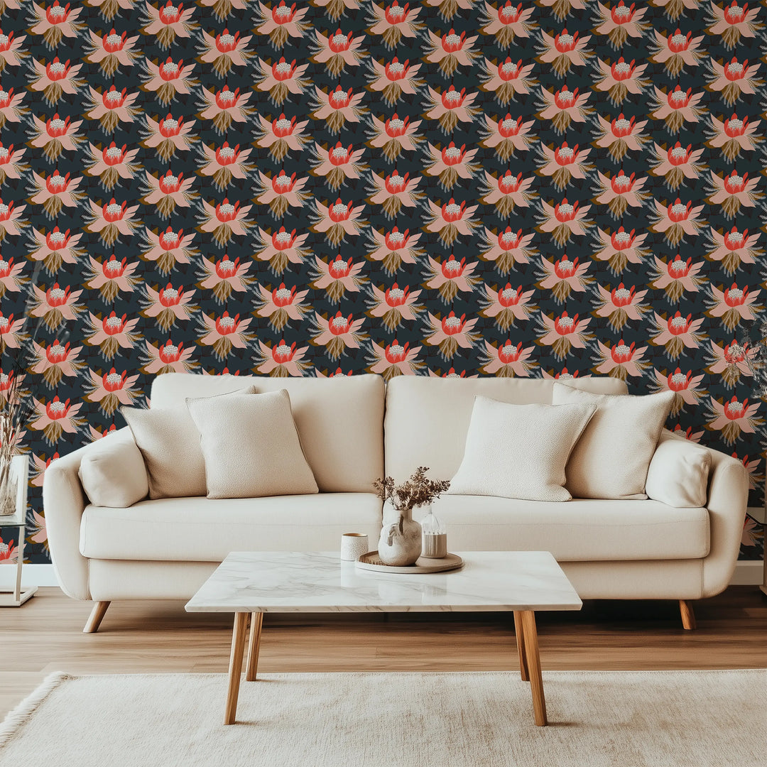 Modern Bloom - Poppy Red Wallpaper by Bohemian Bungalow