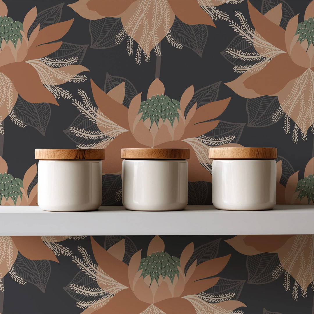 Modern Bloom - Tangerine Wallpaper by Bohemian Bungalow