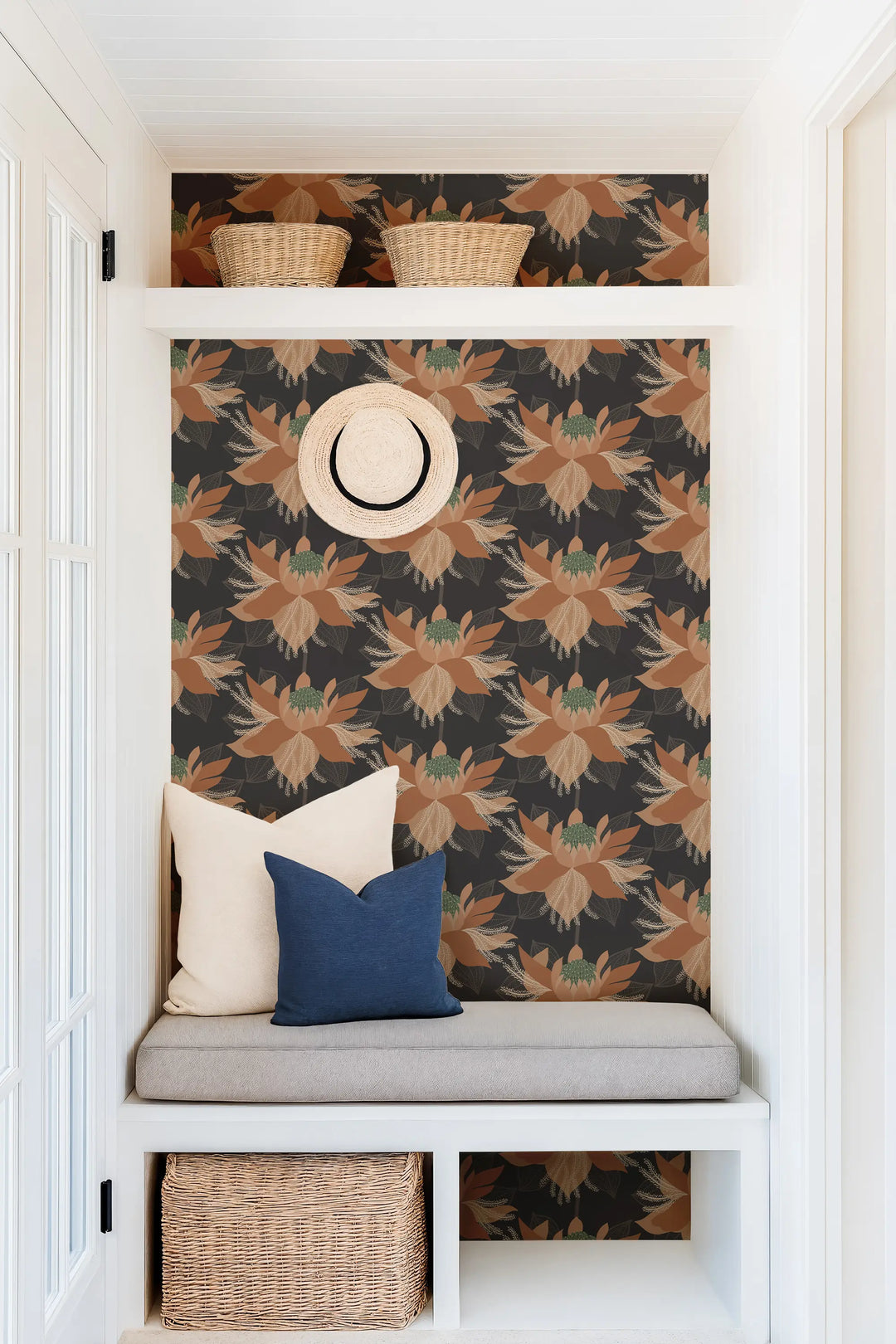 Modern Bloom - Tangerine Wallpaper by Bohemian Bungalow