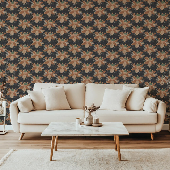 Modern Bloom - Tangerine Wallpaper by Bohemian Bungalow