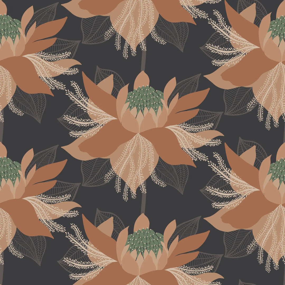 Modern Bloom - Tangerine Wallpaper by Bohemian Bungalow