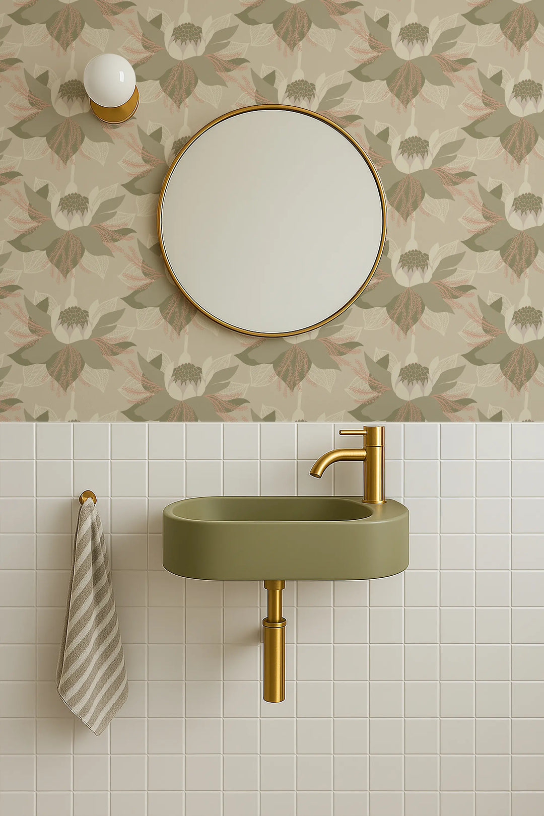 Modern Bloom - Taupe Wallpaper by Bohemian Bungalow
