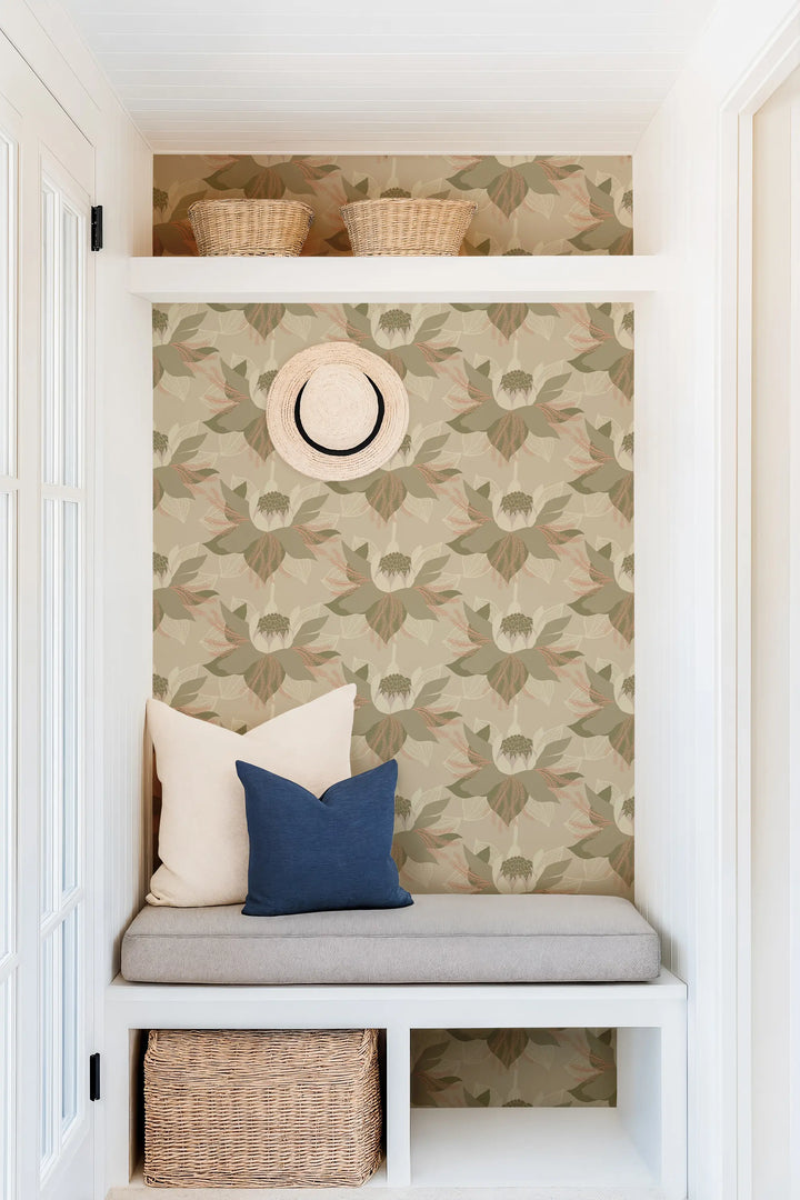 Modern Bloom - Taupe Wallpaper by Bohemian Bungalow