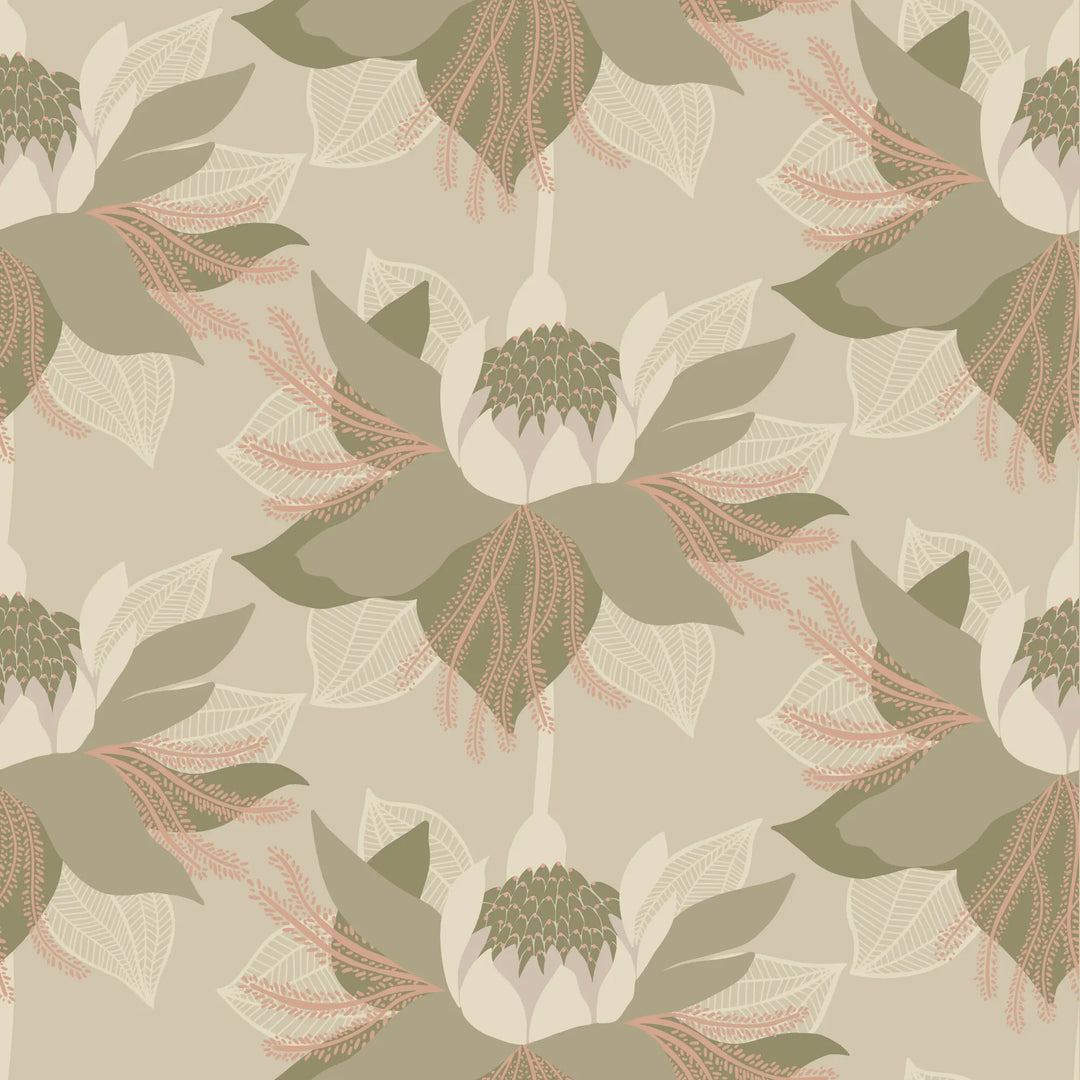 Modern Bloom - Taupe Wallpaper by Bohemian Bungalow