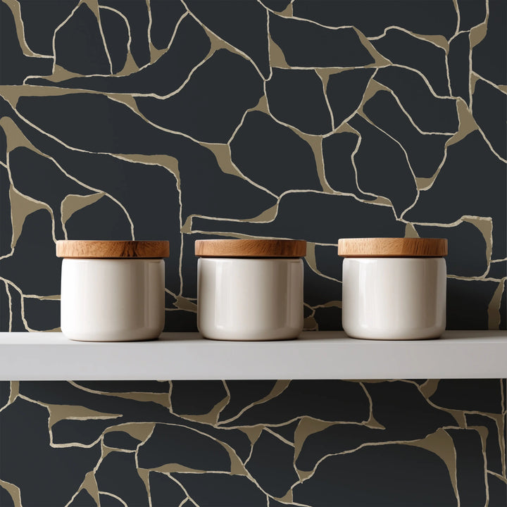 Quartz - Black Gold Wallpaper by Bohemian Bungalow