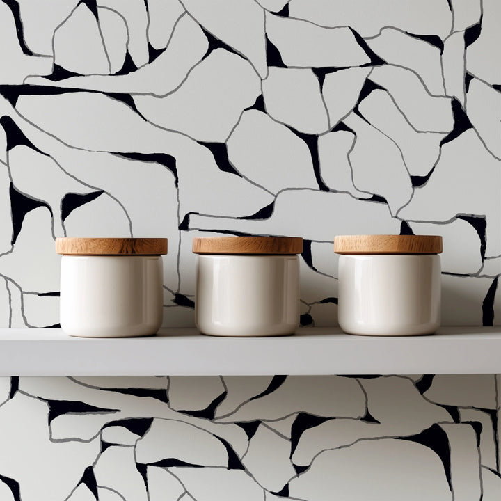 Quartz - Black White Wallpaper by Bohemian Bungalow