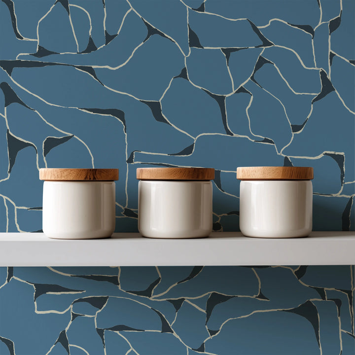 Quartz - Navy Wallpaper by Bohemian Bungalow
