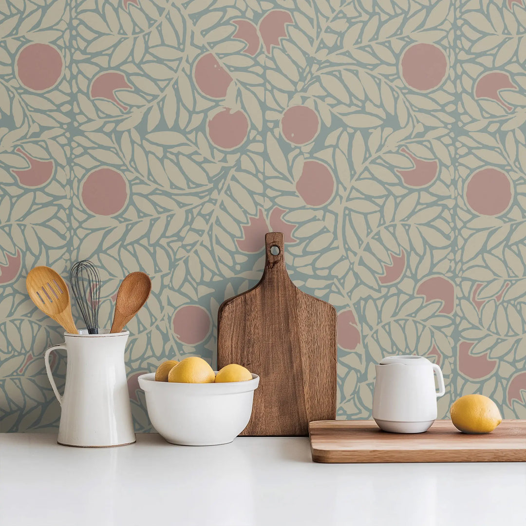 Orange Grove - Harvest Orange Floral Wallpaper