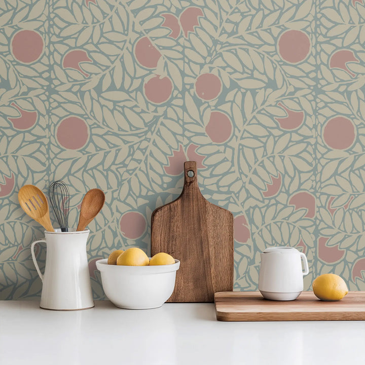 Orange Grove - Harvest Orange Floral Wallpaper