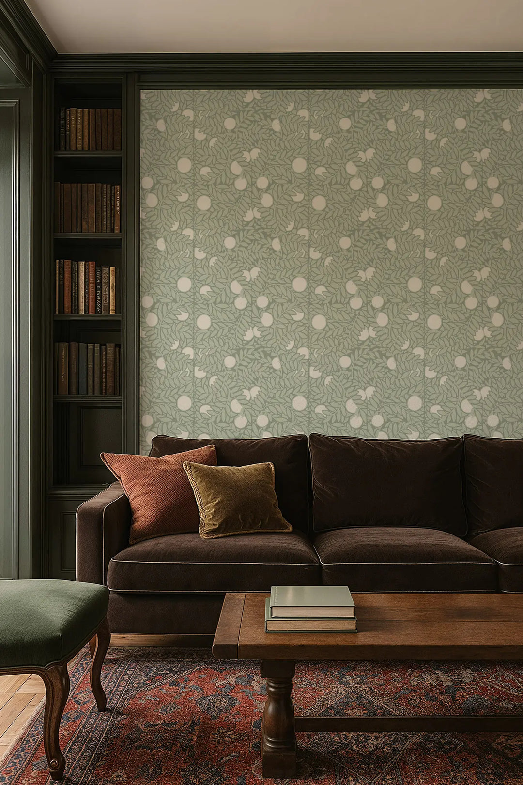 Orange Grove - Pale Green Floral Wallpaper
