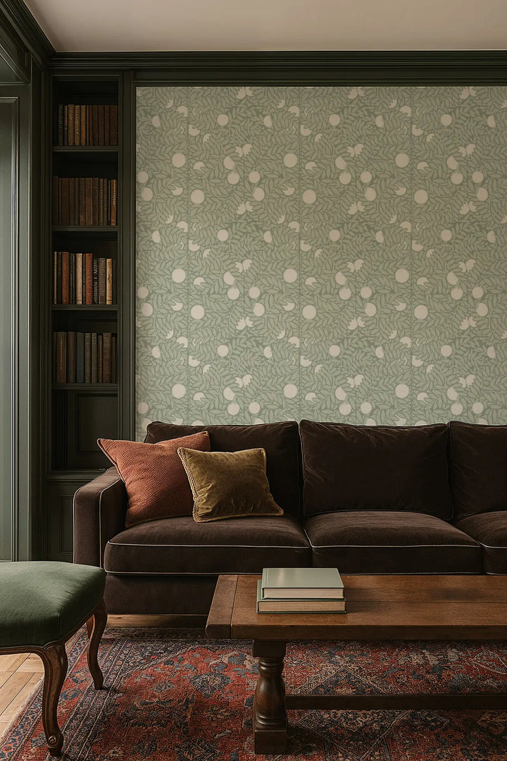 Orange Grove - Pale Green Floral Wallpaper