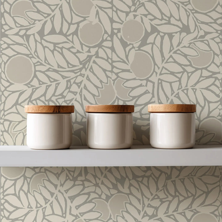 Orange Grove - Walnut Floral Wallpaper