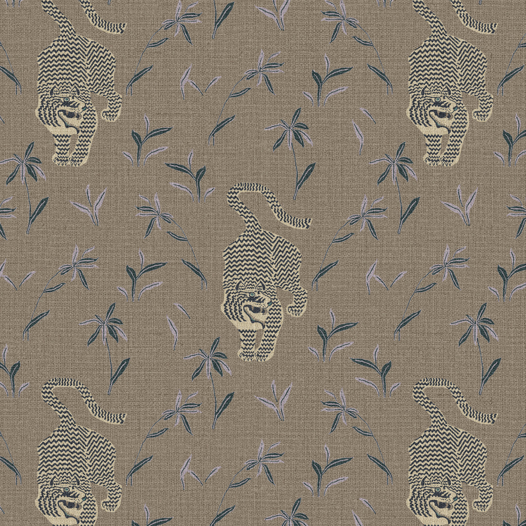 Stalking Tiger Cocoa Jungle Grasscloth