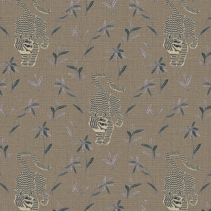 Stalking Tiger Cocoa Jungle Grasscloth