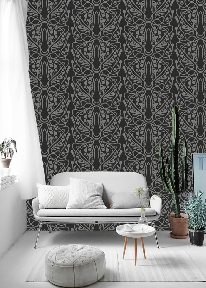 Vineyard - Black Wallpaper