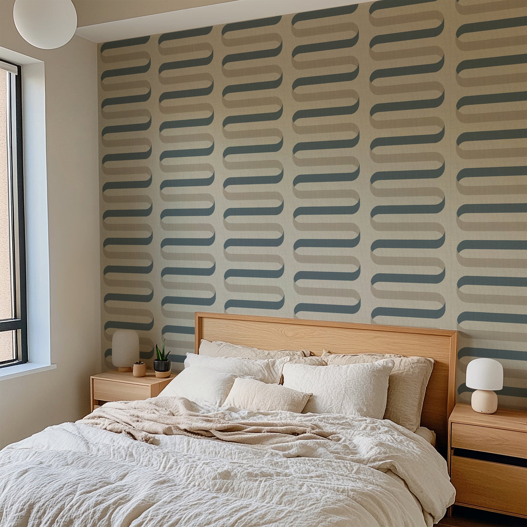 Folding Ribbon - Cotton Slate Wallpaper