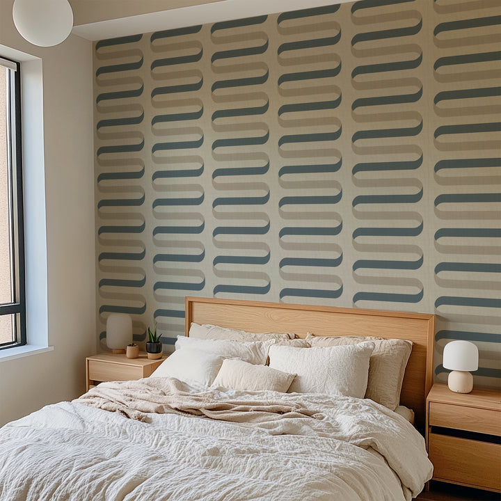 Folding Ribbon - Cotton Slate Wallpaper