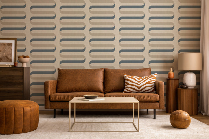 Folding Ribbon - Cotton Slate Wallpaper