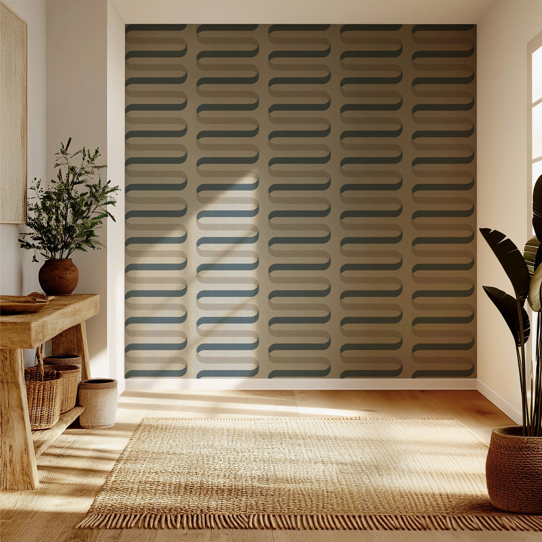 Folding Ribbon - Cotton Slate Wallpaper