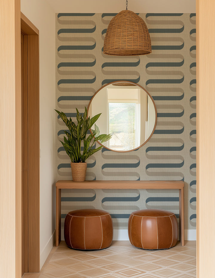 Folding Ribbon - Cotton Slate Wallpaper