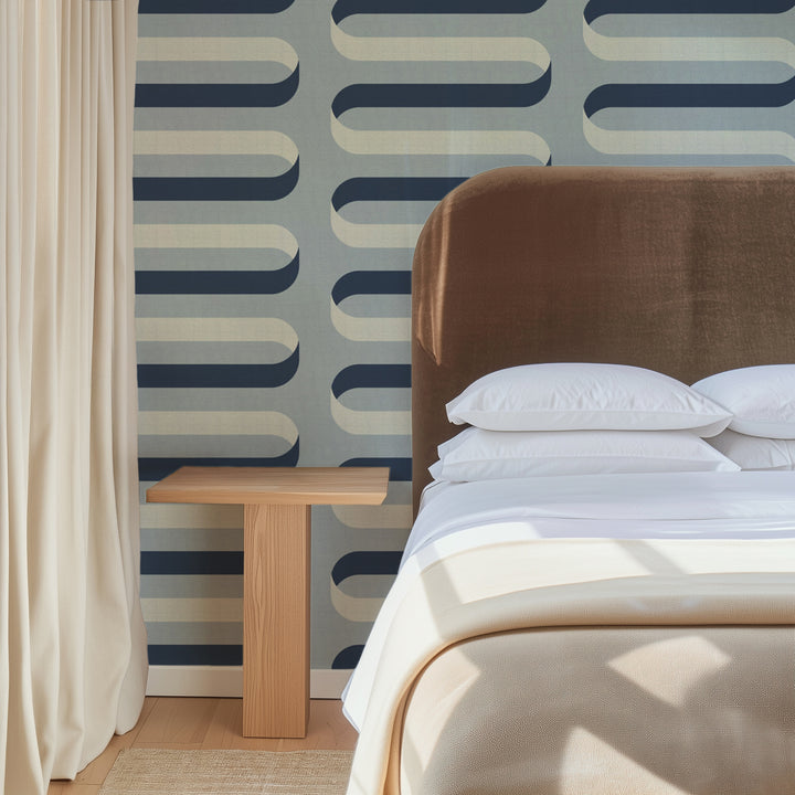 Folding Ribbon - Lacquered Blues Wallpaper