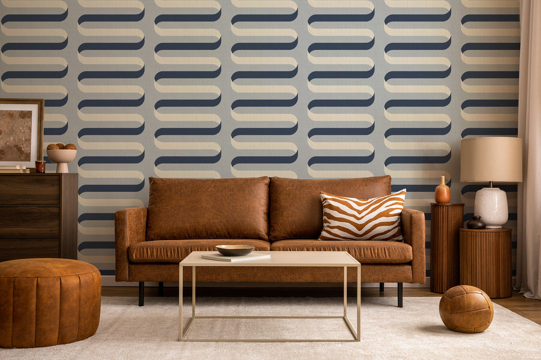 Folding Ribbon - Lacquered Blues Wallpaper