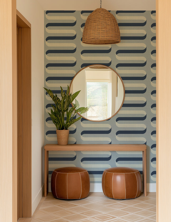 Folding Ribbon - Lacquered Blues Wallpaper