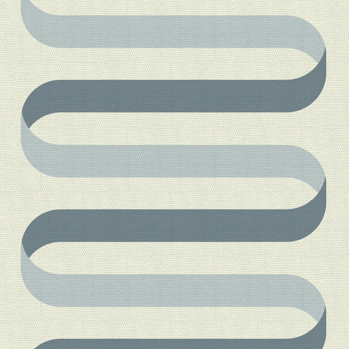 Folding Ribbon - Off White Blue Wallpaper