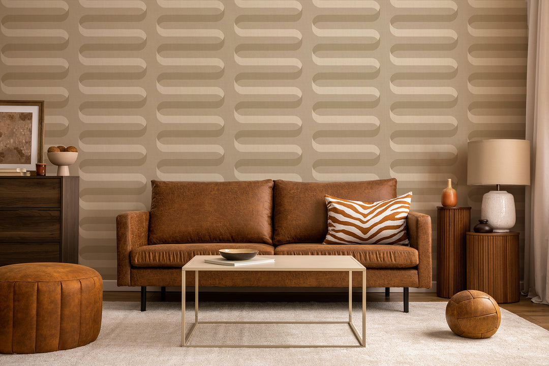 Folding Ribbon - Wheat Wallpaper